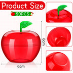 Lallisa 50 Pcs Plastic Apple Container Valentine Apple Container Teacher Gifts Bulk Back To School Candy Holder Snow Party Apple