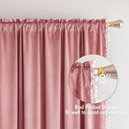Miulee Blush Pink Pom Pom Velvet Curtains For Bedroom/Living Room Darkening Thermal Insulating 63 Inches Long Blackout Curtains