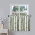Leeva Sky_Blue Kitchen Tiers Window Curtains For Cafe Studio Birds And Trees Print Pattern, Country Rustic Style Rod Pocket Prin