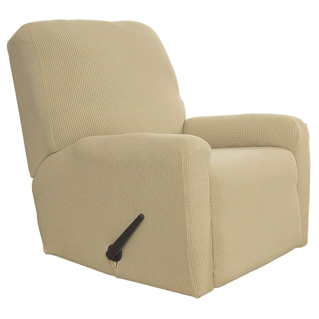 Easy-Going Recliner Stretch Sofa Slipcover Sofa Cover 4-Pieces Furniture Protector Couch Soft With Elastic Bottom Spandex Jacquard Fabric Small Checks(Large,Beige)