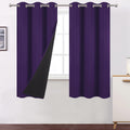 LEMOMO 100% Blackout Curtains 40 x 63 Inch/Purple Curtains 2 Panels with Black Liner/Double Layer Full Room Darkening Bedroom Cu