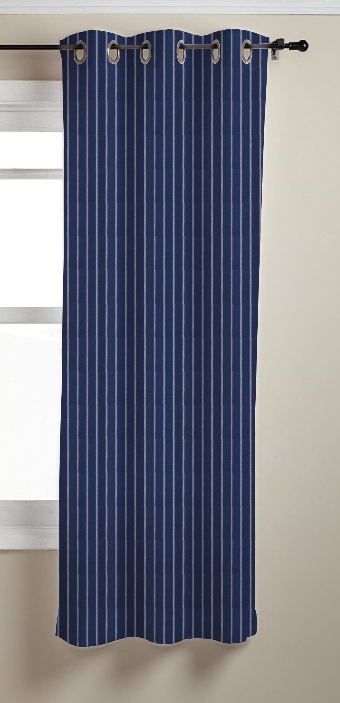 AIRWILL Cotton Striped Pattern Window  4X5Ft Grommet Semi Sheer Curtains  (Pack of 1 Pc)  Blue