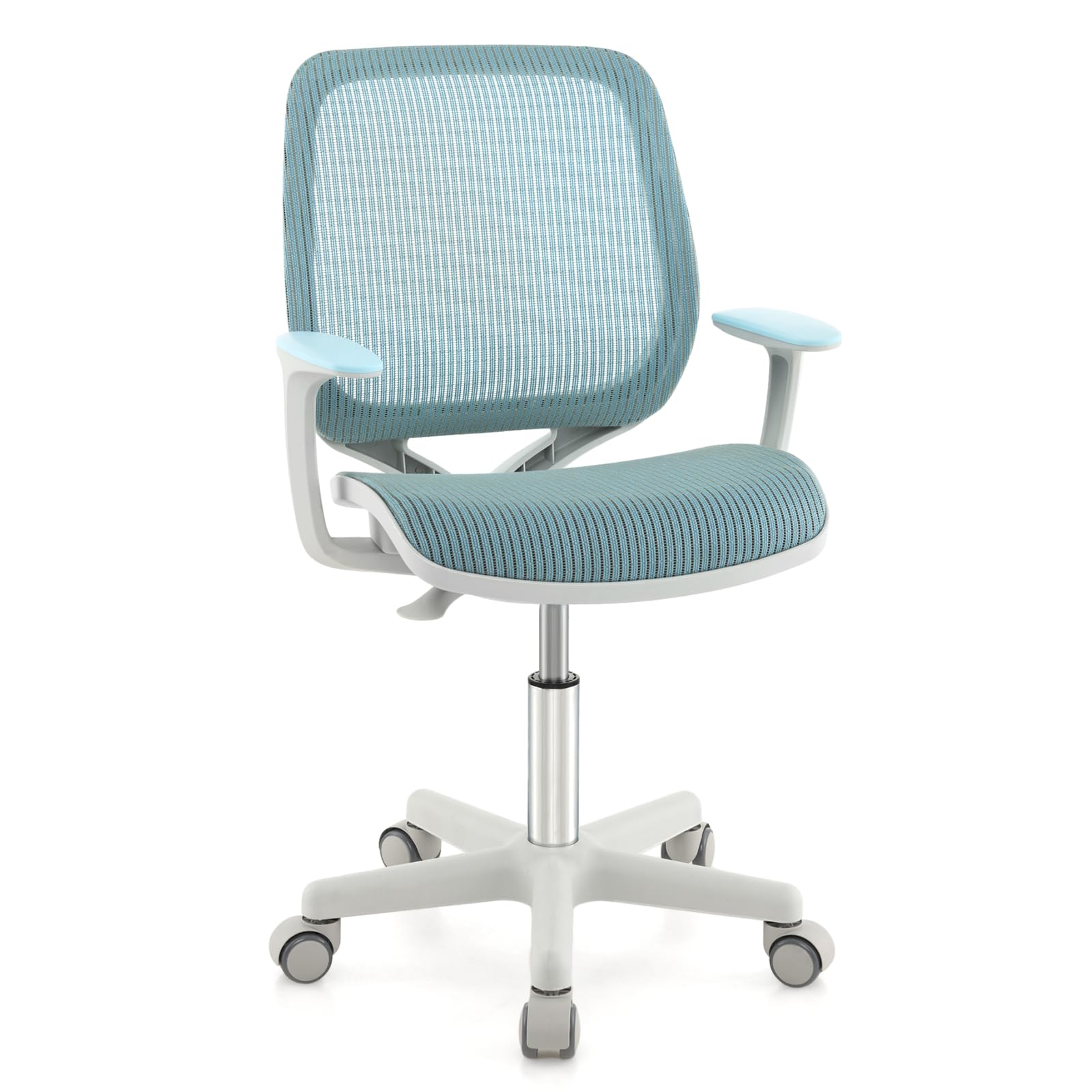 Giantex Kids Desk Chair, Children Armrest Computer Chair With Sit-Lock Wheels, Ergonomic Kids Office Chair With Waterfall Seat, Rolling Swivel Mesh Study Desk Chair For Boys Girls (Blue)