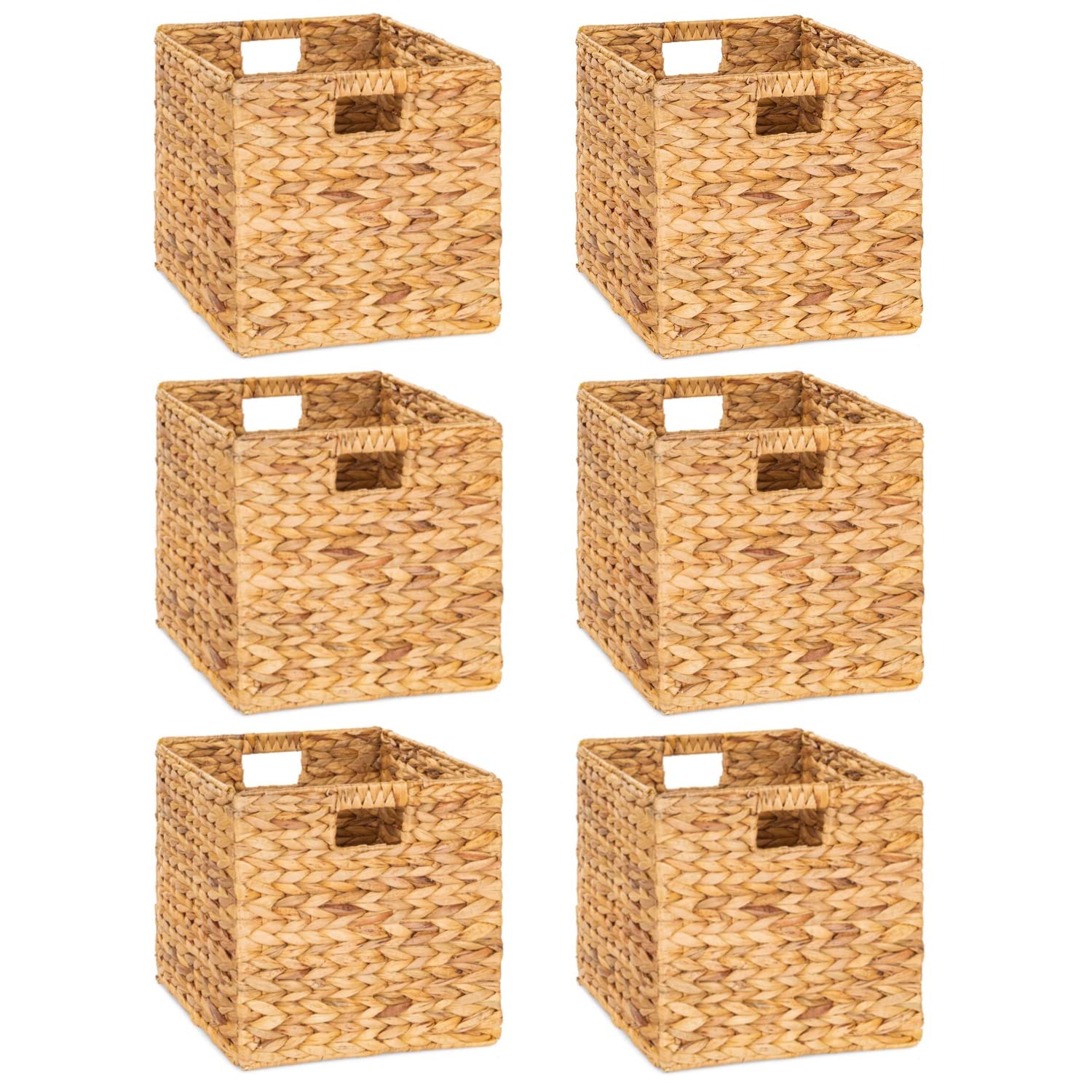 M4DECOR 12 x 12in Water Hyacinth Storage Baskets, Wicker Storage Baskets for Shelves, Woven Baskets for Storage, Wicker Storage 