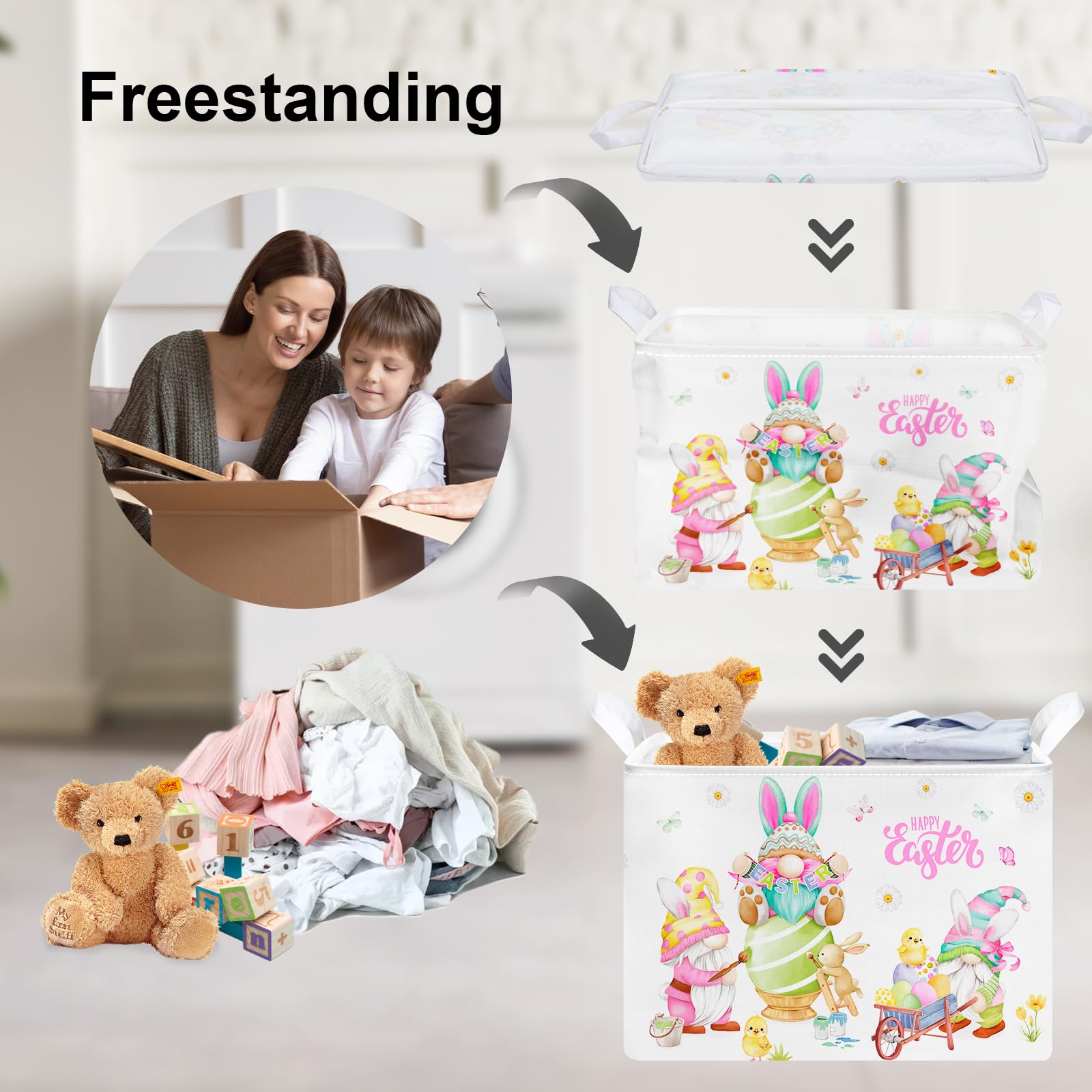 Clastyle Baby Gift Easter Basket Empty Easter Bunny Carrot Egg Cross Gnome Shelf Basket Tractors Butterfly Daisy Flower Kid Bin