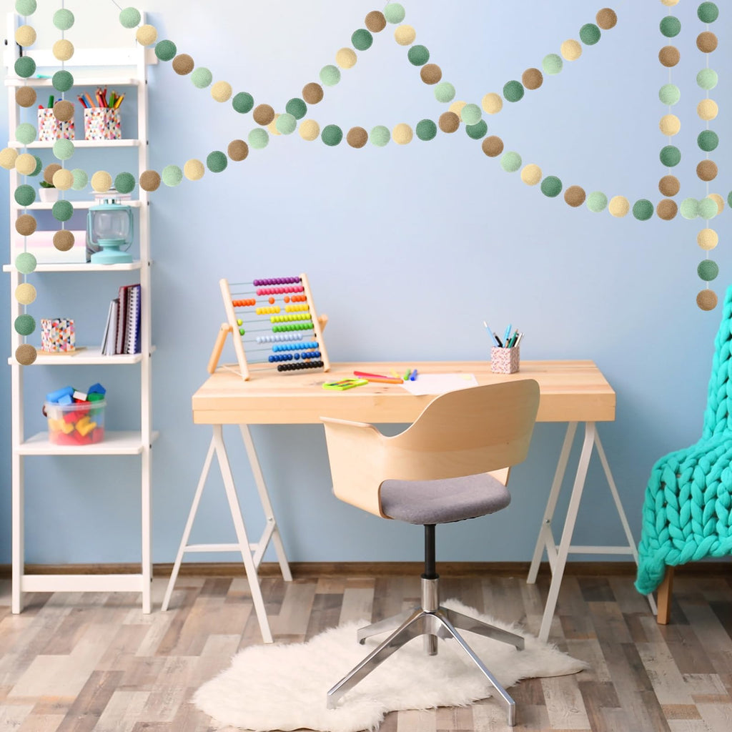 Boao 3 Pieces Wool Felt Ball Garland Colorful Pom Pom Garland Handmade 6.5 Feet Long 24 Balls Felt Ball Garlands For Wall Christ