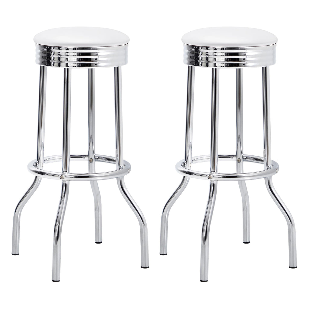 Coaster Home Furnishings Theodore Upholstered Top Bar Stools White And Chrome (Set Of 2)