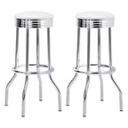 Coaster Home Furnishings Theodore Upholstered Top Bar Stools White And Chrome (Set Of 2)