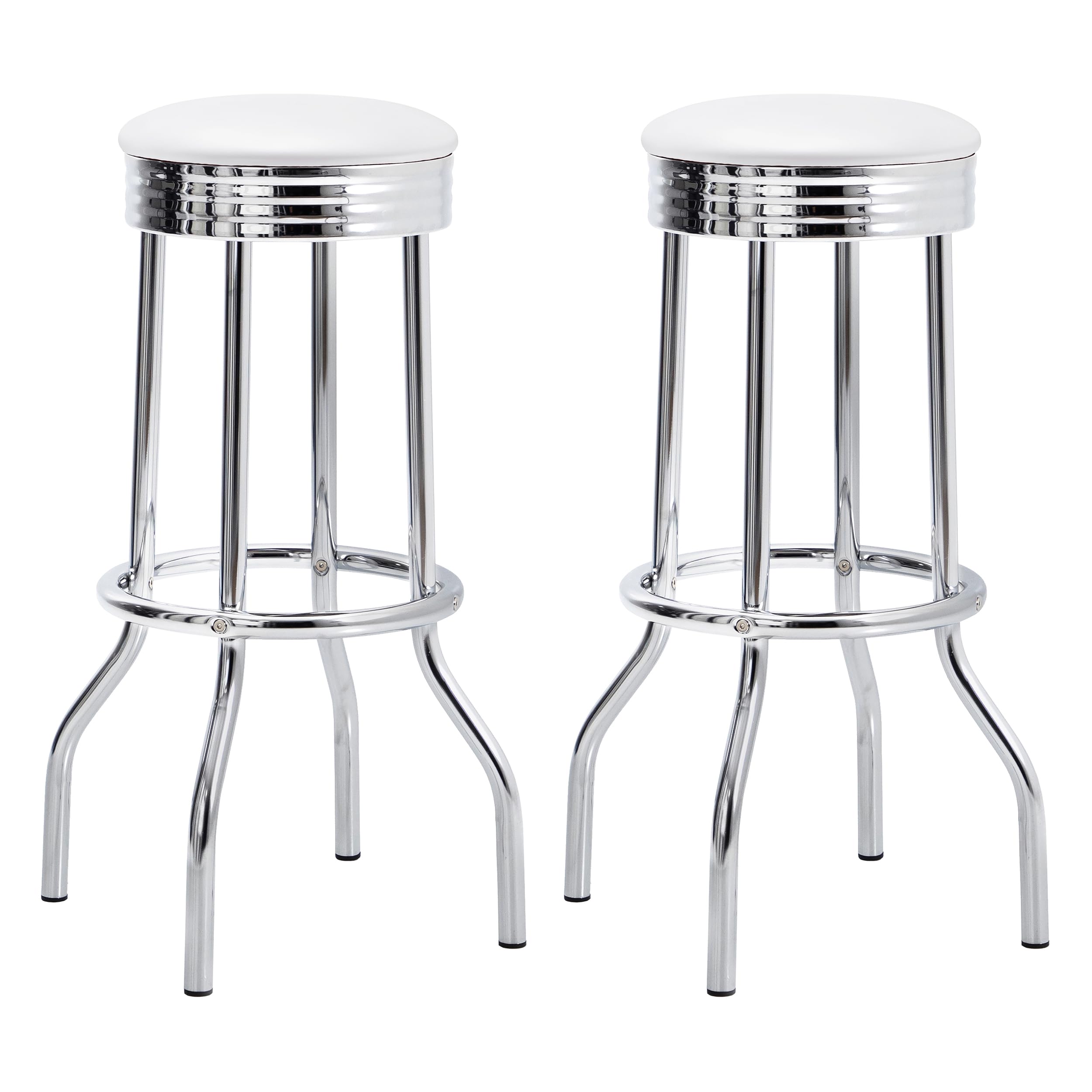 Coaster Home Furnishings Theodore Upholstered Top Bar Stools White And Chrome (Set Of 2)