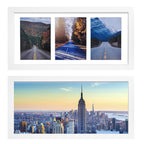 Egofine 8x16 Collage Picture Frame Set of 2, Display Multiple Three 5 x 7 Pictures with Mat or 8x16 Without Mat - Made of Solid 