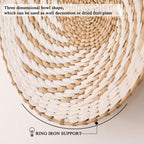 7 Pack Boho Wall Basket Decor - Seagrass Rattan Wicker Wall Decor Round Handmade Hanging Rustic Flat Elegant Wall Art For Farmho