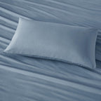 Comfort Spaces 100% Cotton Sheet Set Breathable, Lightweight, Soft With 14' Elastic Pocket Fits Up To 16' Mattress, All Season Cozy Bedding, Matching Pillow Case, Cal King Blue 4 Piece
