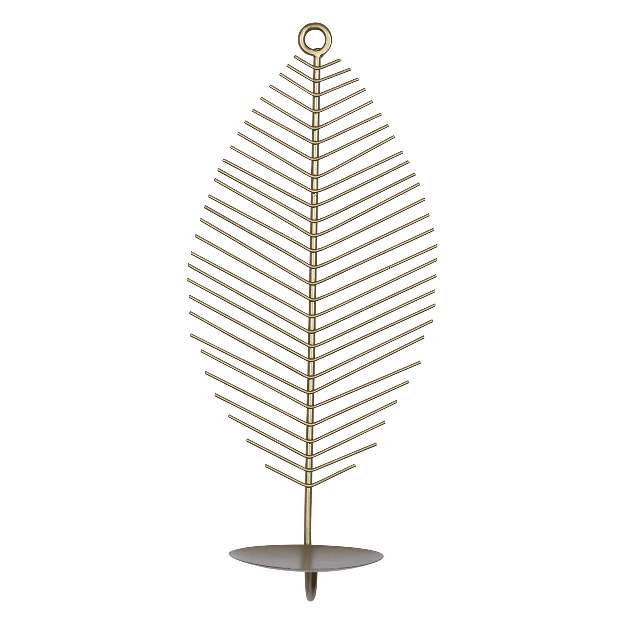 HomeRoots 100% Metal Petite Leaf Shaped Matte Gold Wall Sconce