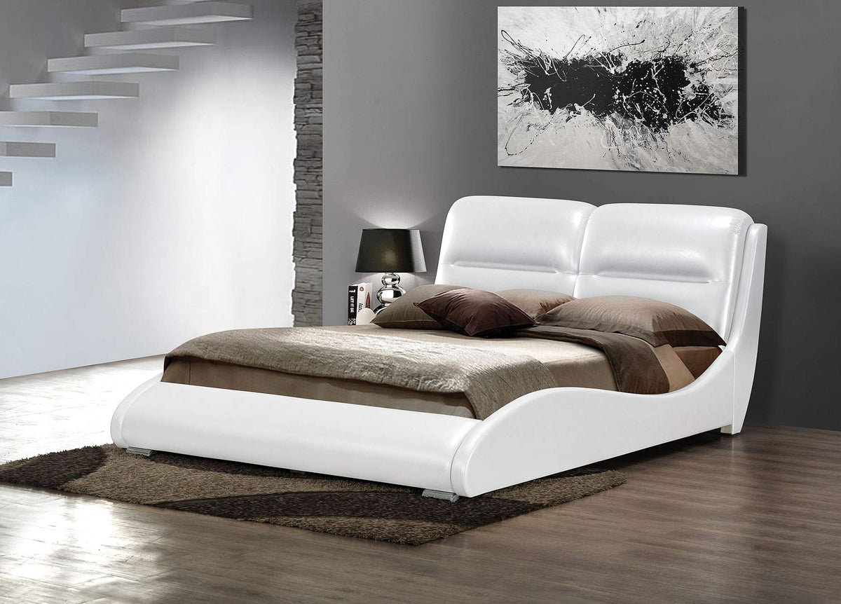 HomeRoots King Bed, White PU - Bycast PU, CAFR Foam, MDF White PU