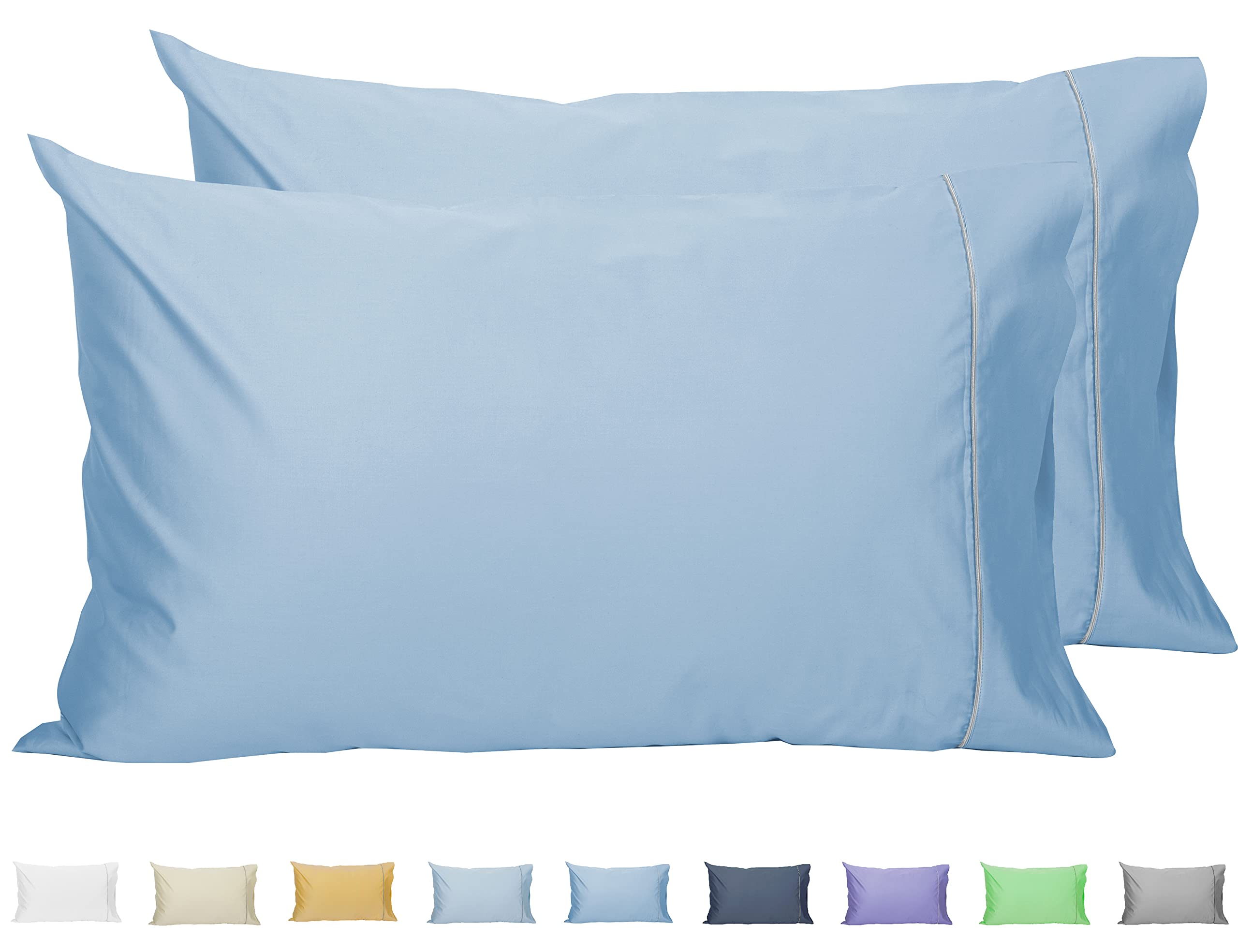 Sunflower Pillow Cases King Set Of 2, 100% Cotton King Pillowcases, 20?0 Inches With Silver Trim, Soft And Breathable, Solid Pow