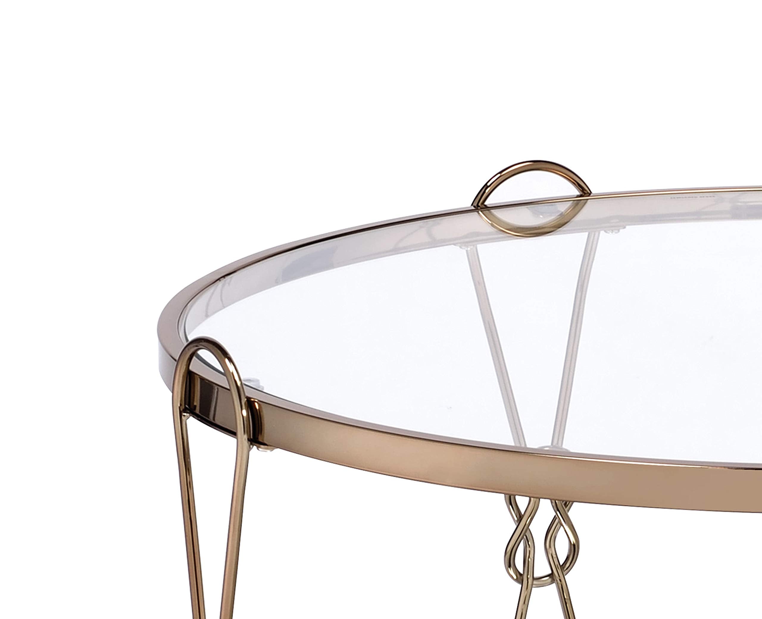 Benjara Gold and Clear Metal Coffee Table - Thumbnail 4