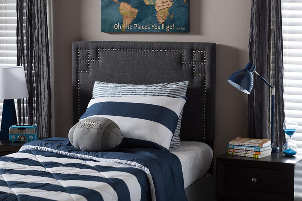 Baxton Studio Geneva Modern and Contemporary Fabric Upholstered Headboard Grey/Twin