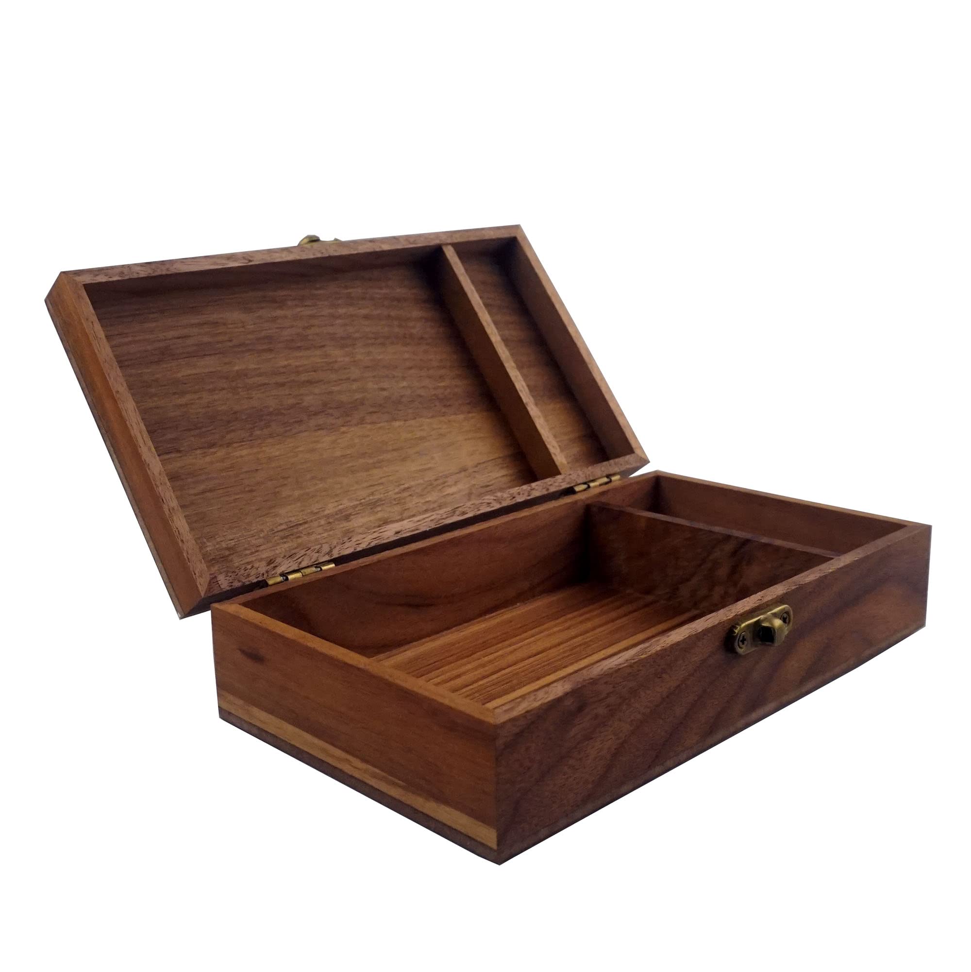 LONMAIX Walnut Handmade Walnut Partition Wooden Box for Keepsakes, Photos, Jewelry Ring Wedding Gift Box (Walnut-HTMDFH)