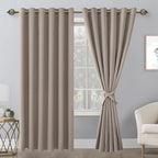 Hiasan Grommet Blackout Curtains For Bedroom, 70 X 84 Inches - Thermal Insulated & Light Blocking Window Drapes For Living Room/Dorm Room, Set Of 2 Panels Sewn With Tiebacks, Taupe