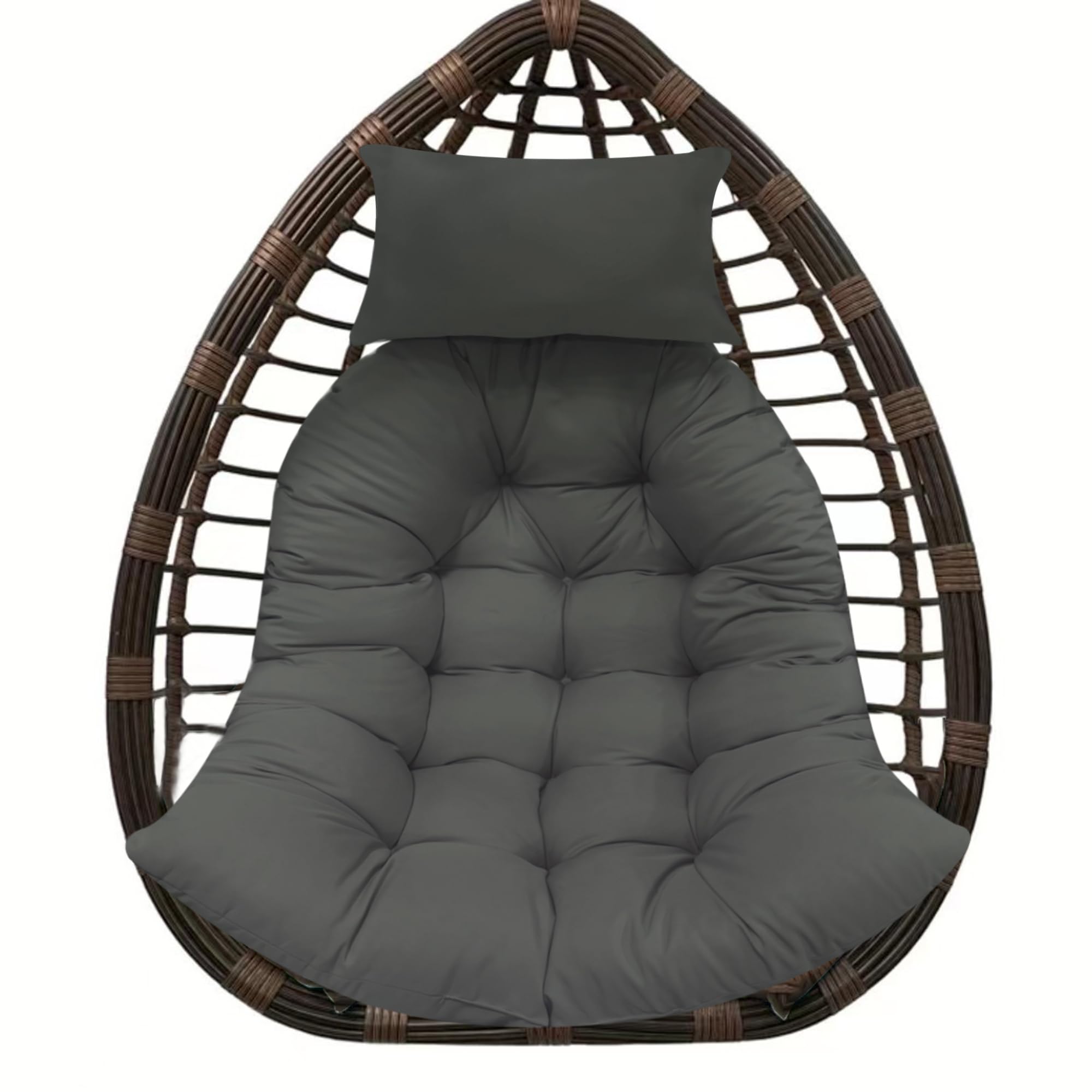 Bcknt Thicken Hanging Basket Seat Cushion With Headrest, Hammock Swing Chair Cushions, Soft Egg Patio Chair Cushion With High El