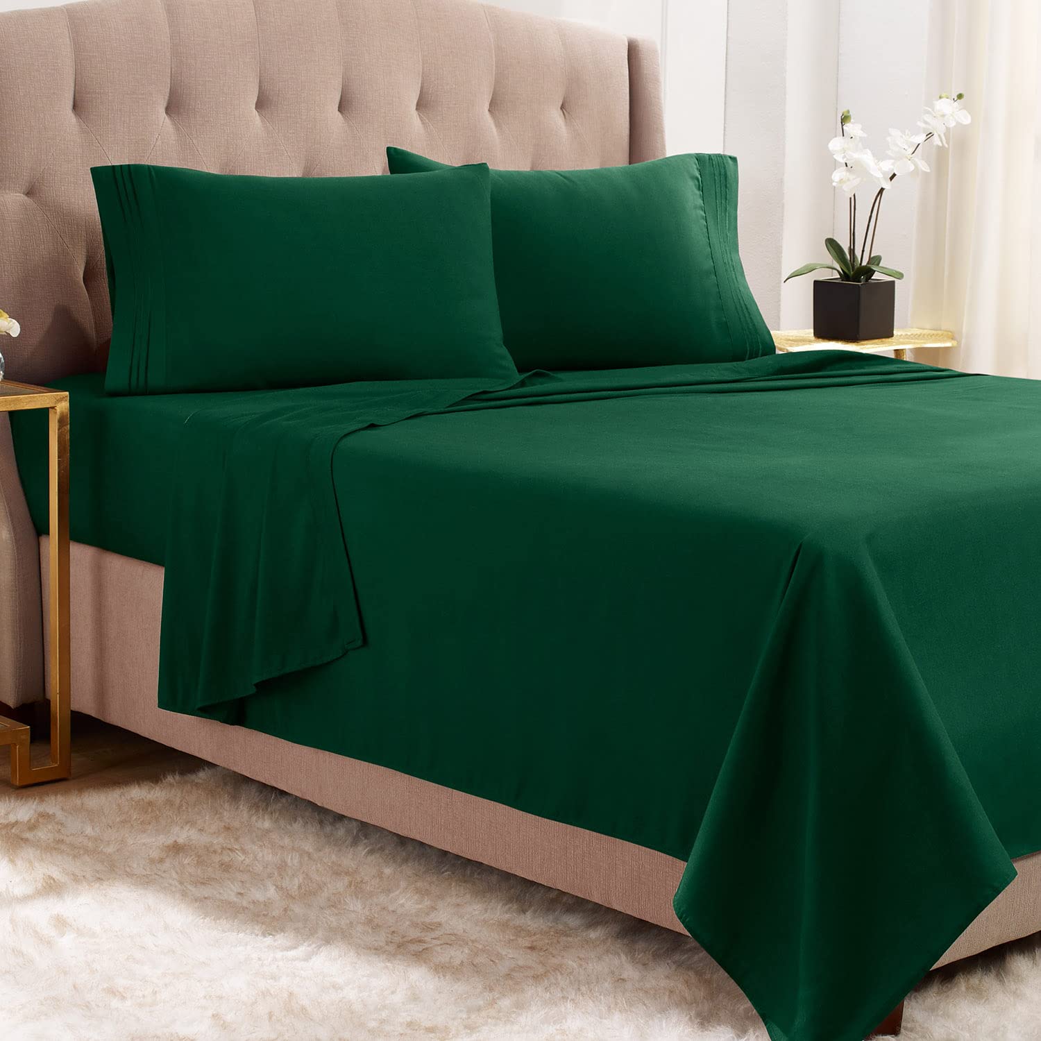 Empyrean Bedding California King Sheet Sets - 4 Pc Super Soft Cal King Bed Sheets - Double Brushed Microfiber Sheets - Hotel Lux