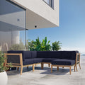 Modway Clearwater, 6-Piece Sectional Sofa, Gray Navy