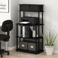 Furinno Turn-N-Tube Toolless Multipurpose Printer Stand Display Storage Shelf With Top Cabinet, Americano/Black