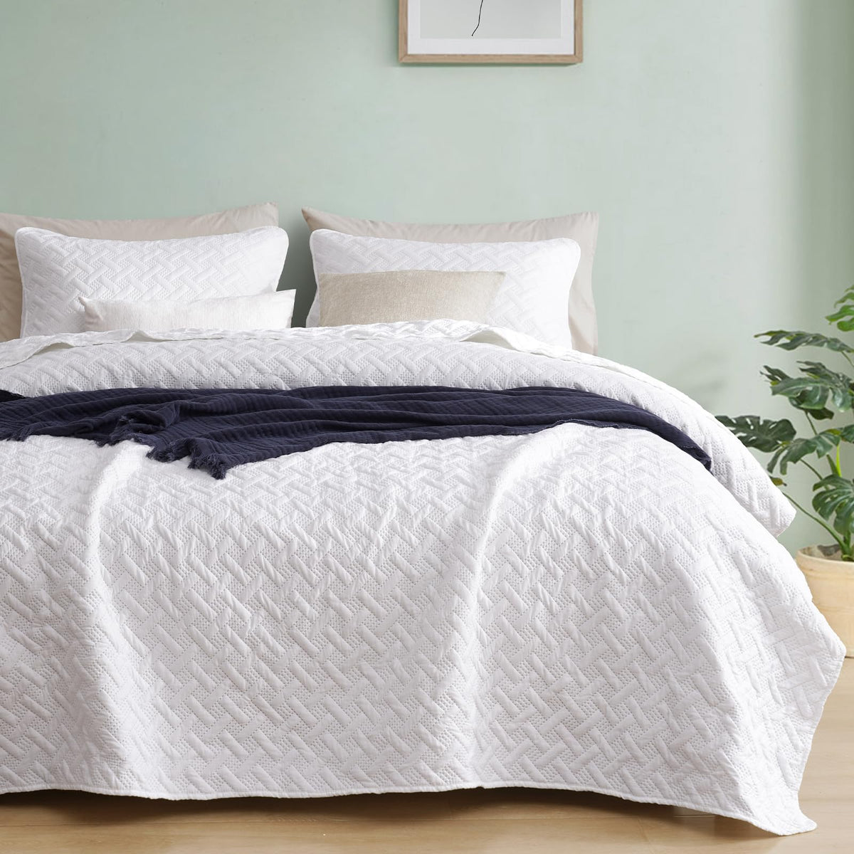 Phf Quilt Bedding Set Queen Size - Lightweight Summer Bedspread, 3Pcs Soft Breathable Geometric Pattern Bedding Coverlet For All