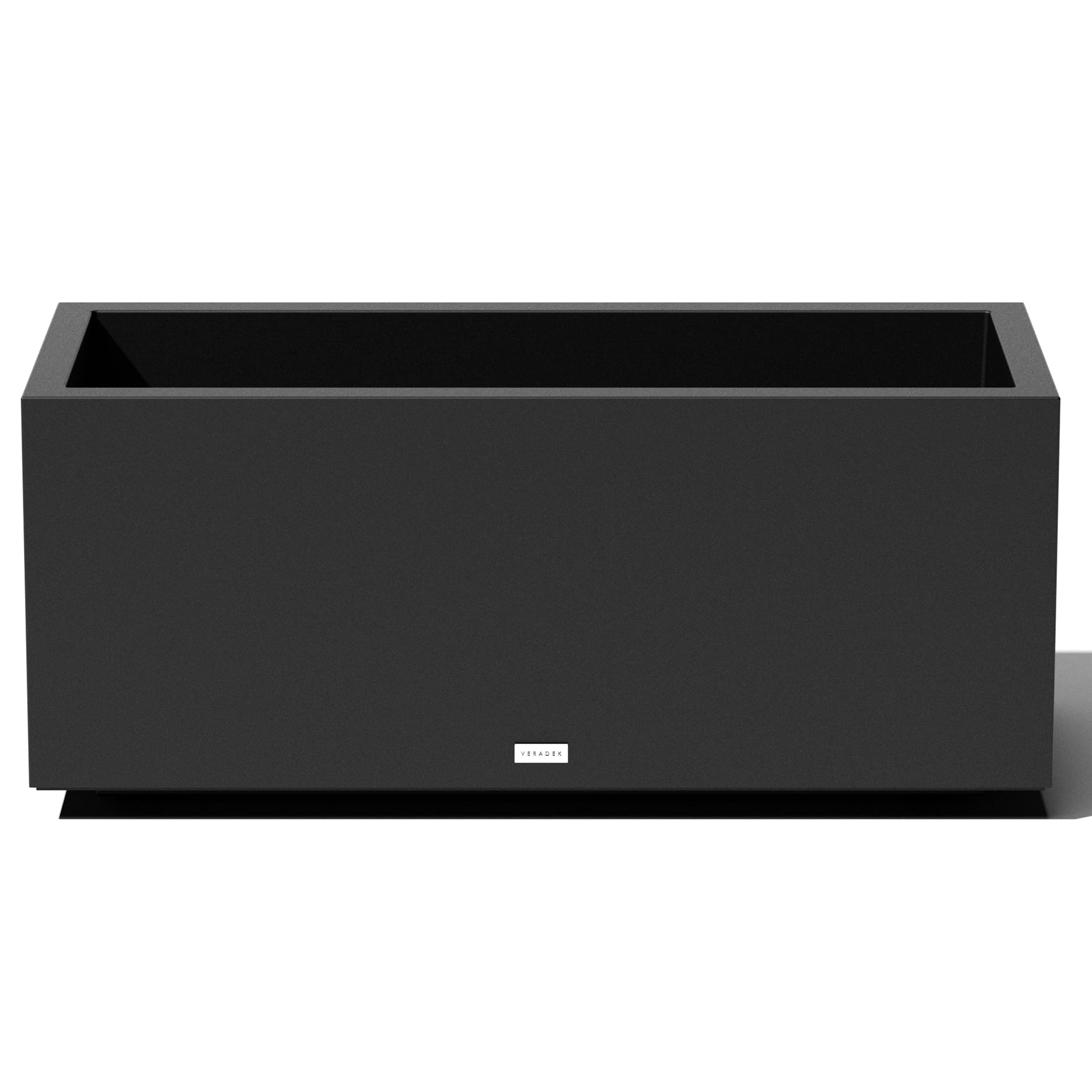 Veradek Block Series Long Box Planter - Large Rectangular Planter For Outdoor Patio/Porch | Durable All-Weather Use With Drainag