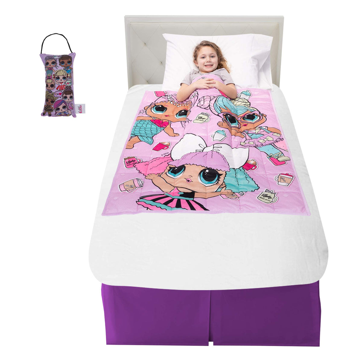 Franco Bedding Super Soft Plush Kids Weighted Blanket With Door Knob Pillow, 36 In X 48 In 4.5 Lb, L.O.L. Surprise