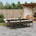 vidaXL 11 Piece Garden Dining Set and Cushions Synthetic Rattan Brown