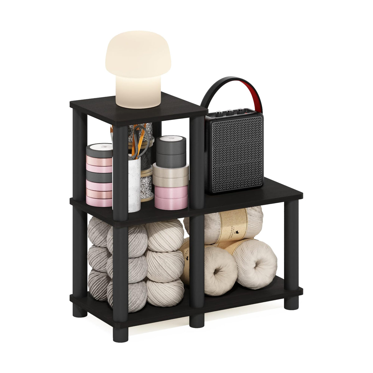 Furinno Turnntube Accent Decorative Shelf, Espresso/Black