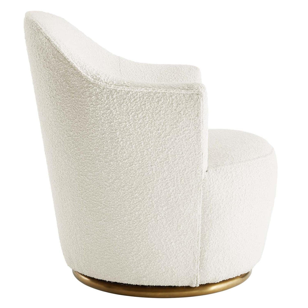 Modway Nora Boucle Upholstered Swivel Chair With White Finish Eei-5311-Whi