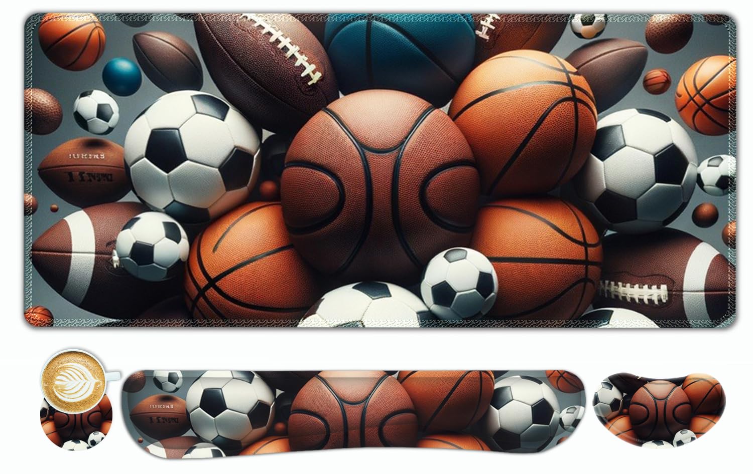 Excel Cheat Sheet Desk Pad Large Mouse Pad Set, Wrist Rest Support Desk Mat For Keyboard And Mouse, 4Pcs Computer Mats Xxl Non-S