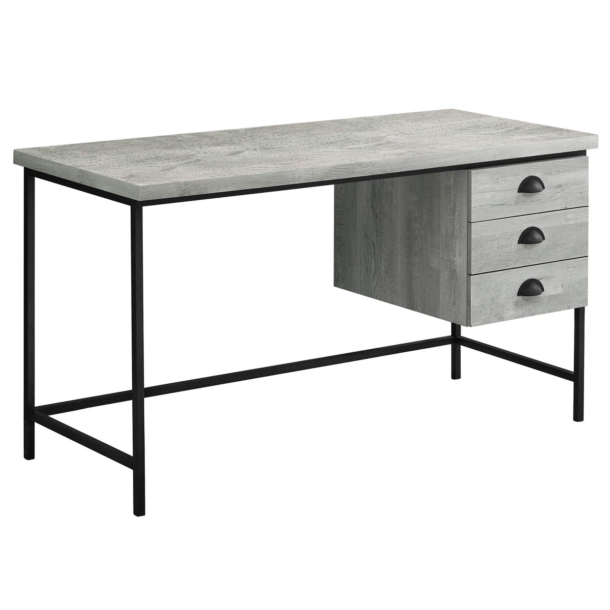 HomeRoots Office 23.75-inch x 55.25-inch x 30-inch Grey, Black, Particle Board, Hollow-Core, Metal - Computer Desk