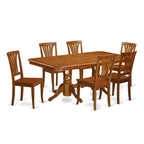 East West Furniture NAAV7-SBR-W 7 Piece Dining Room Table Set Consist of a Rectangle Kitchen Table with Butterfly Leaf and 6 Dining Chairs, 40x78 Inch, Saddle Brown