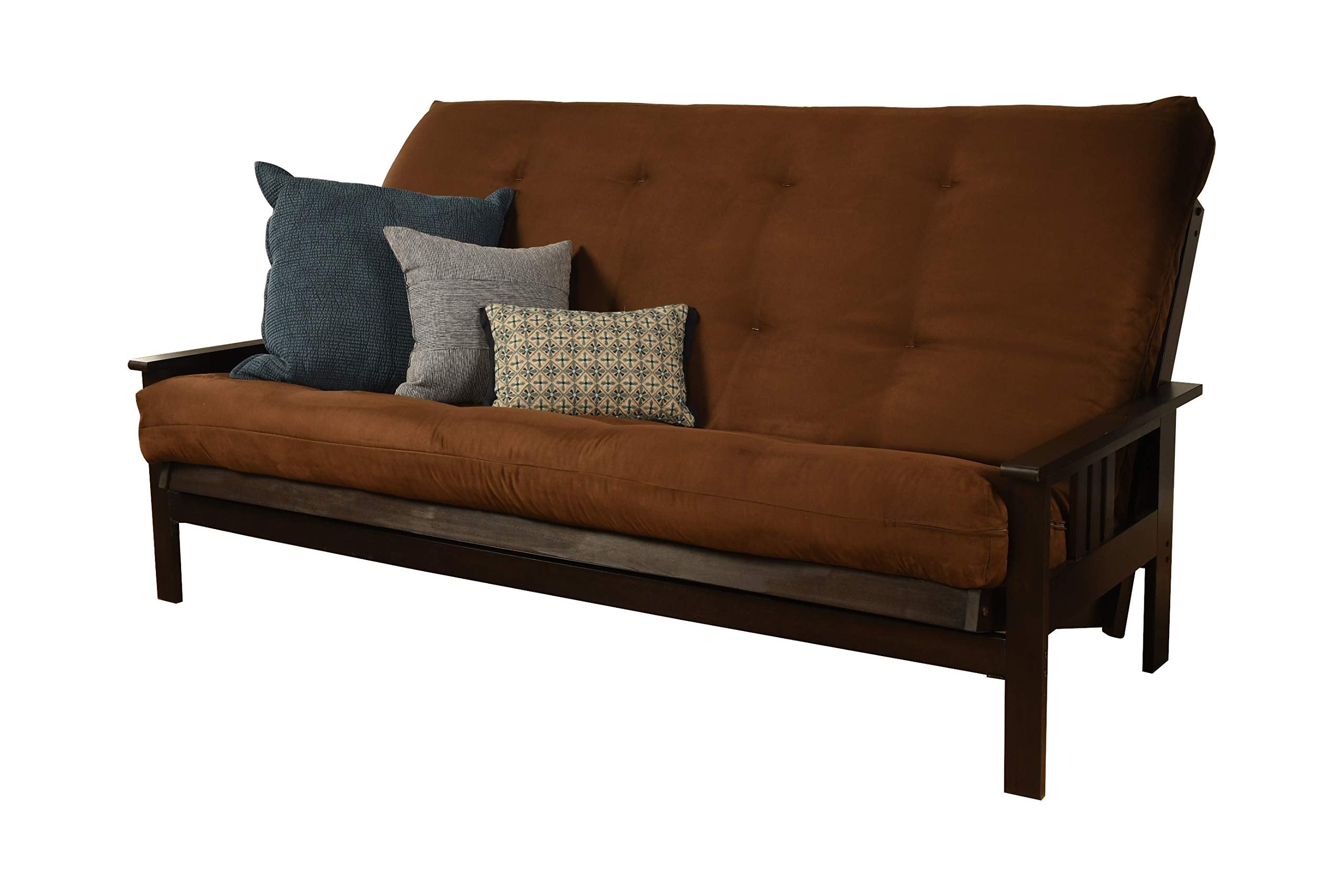 Kodiak Furniture Kf Monterey Queen Size Futon Set In Espresso Finish, Suede Chocolate