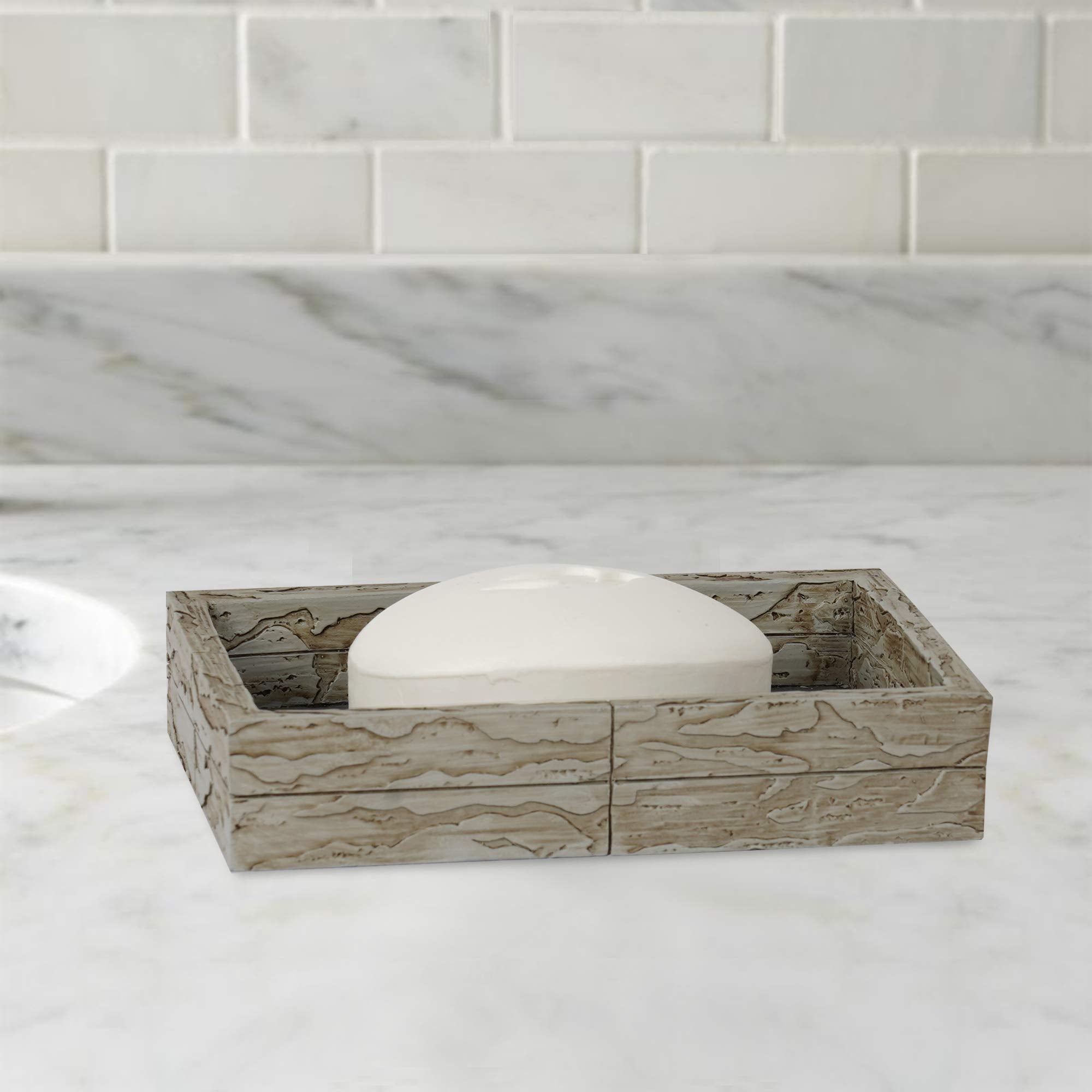 Nu Steel Rustic Bathroom Soap Bar Dish Holder In Real Cement And Stone For Bathrooms & Vanity Spaces