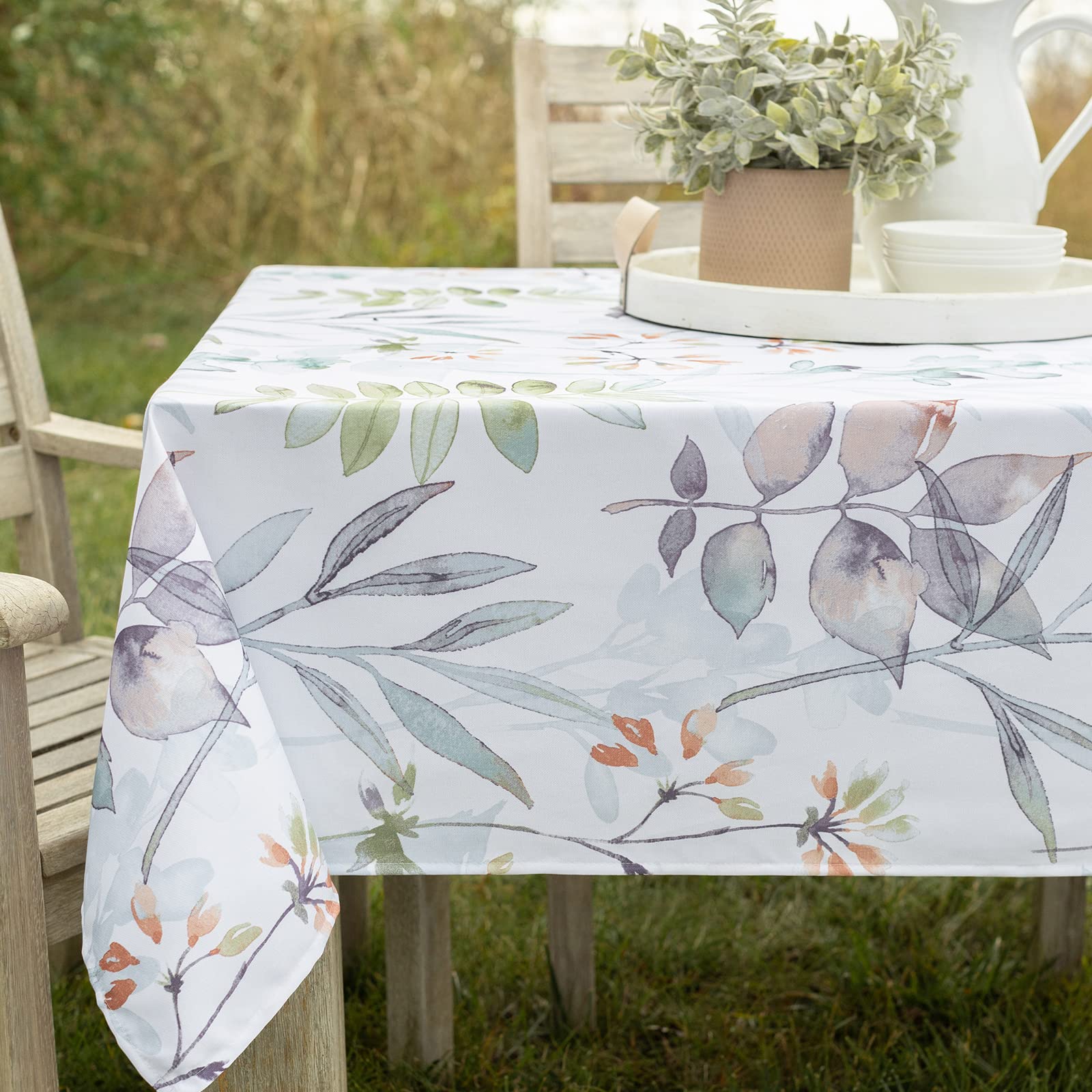 Benson Mills Spillproof Spring/Summer Fabric Indoor Outdoor Tablecloth, Outdoor Table Cloth For Rectangle Tables, Picnic/Patio T