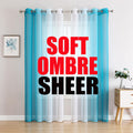 G2000 Sheer Curtains & Drapes 84 Inches Long Turquoise and White Ombre Curtains for Bedroom Living Room Window Curtains Light Fi
