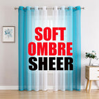 G2000 Sheer Curtains & Drapes 84 Inches Long Turquoise and White Ombre Curtains for Bedroom Living Room Window Curtains Light Fi