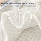 Phf Ultra Soft Waffle Weave Blanket Queen Size 90'X 90'- Washed Lightweight Breathable Cozy Woven Blanket For Bed - Aesthetic Decor For Couch Bedding Sofa Home Car - Coconut White