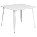 Flash Furniture Parker Commercial Grade 35.5" Square White Metal Indoor-Outdoor Table