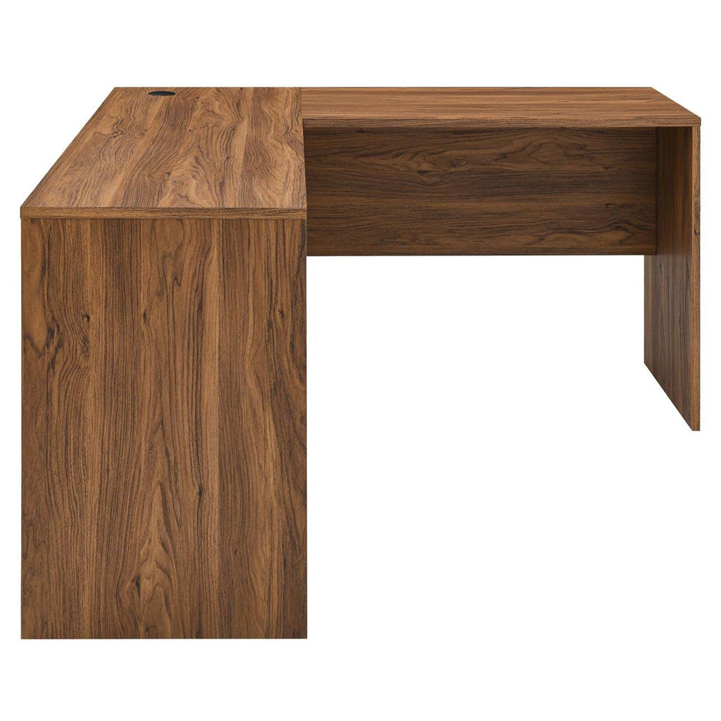 Modway Venture Modern Mdf Wood L-Shaped Office Desk In Walnut