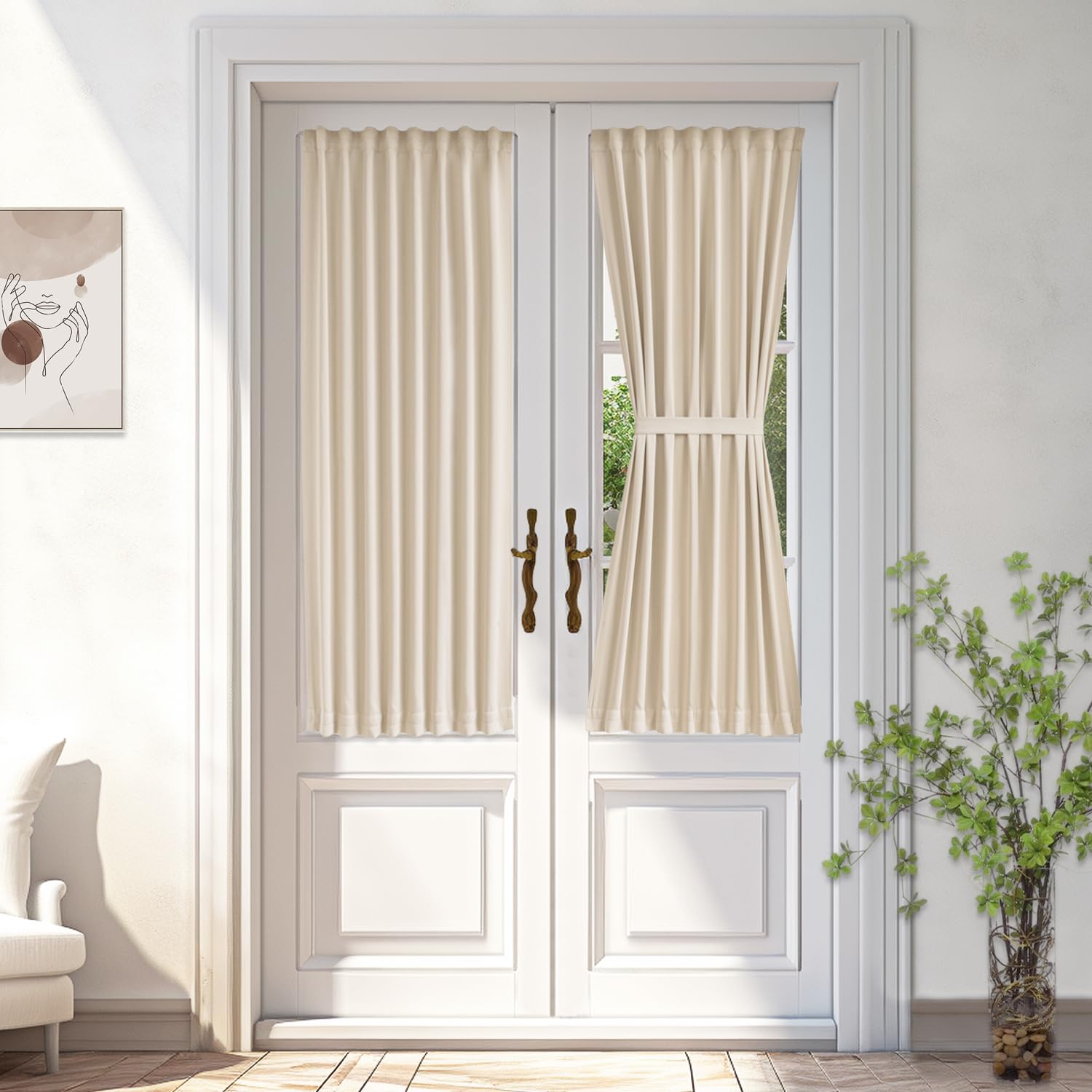 Vatge French Door Curtains - Front Door Curtain Panel for Glass Window, Door Window Curtains for Doorways, 1 Panel, W25 x L54, L
