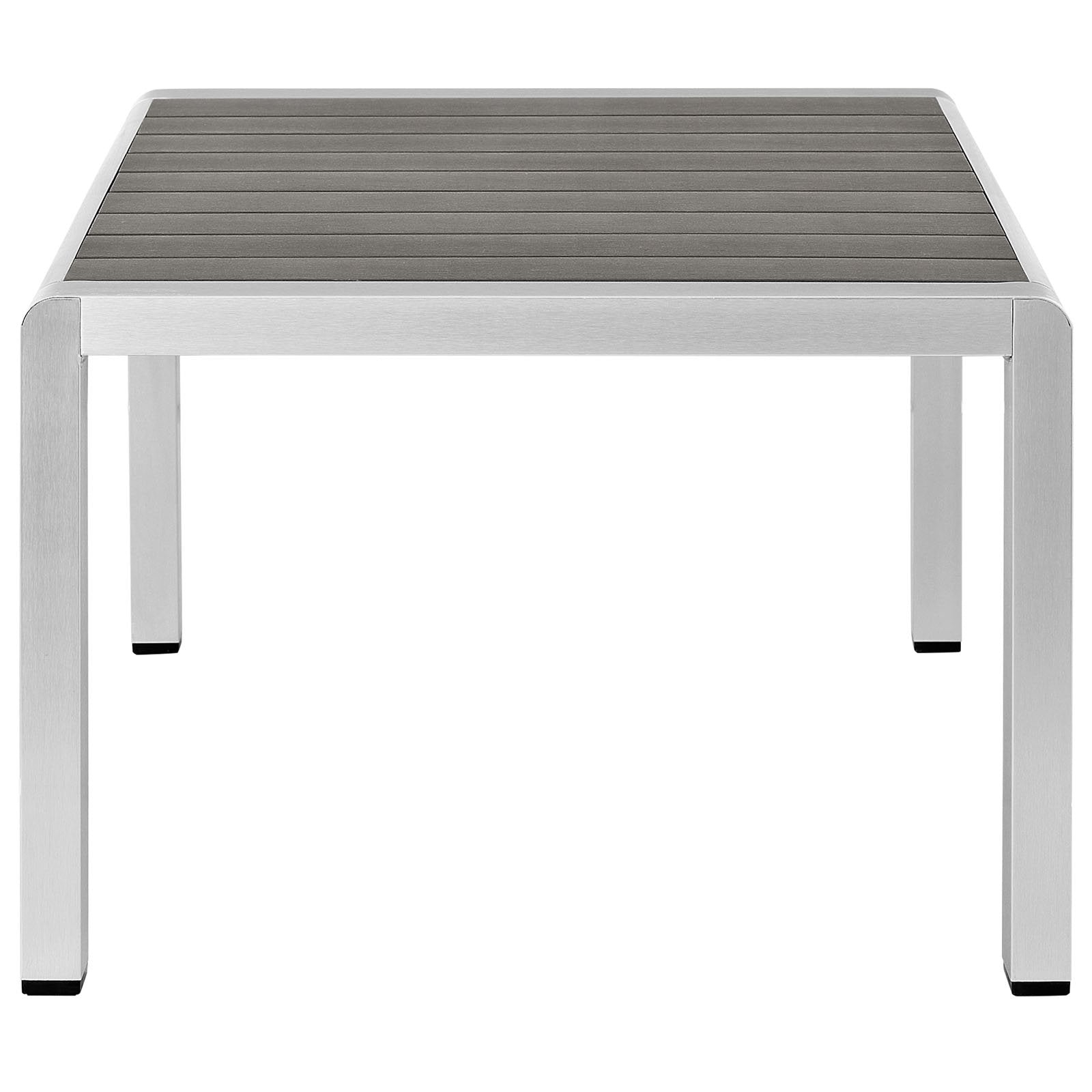 Modway Shore Aluminum Outdoor Patio Coffee Table In Silver Gray