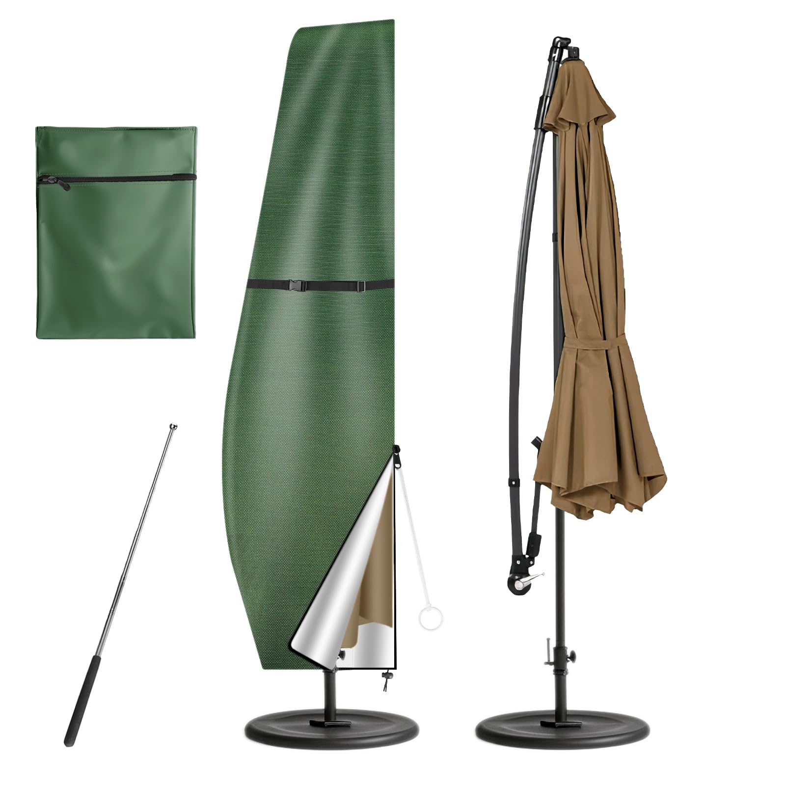 Neween Patio Umbrella Cover Waterproof Outdoor Anti-Uv Cantilever Offset Umbrella Cover Fit For 8Ft To 12Ft Parasol, Banana Umbr