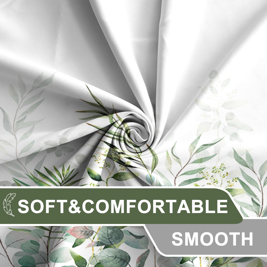 Awert Stall Shower Curtain Plants For Bathroom,Waterproof Quick-Drying Green Leaves Stall Size Shower Curtain Set With Hooks 36X