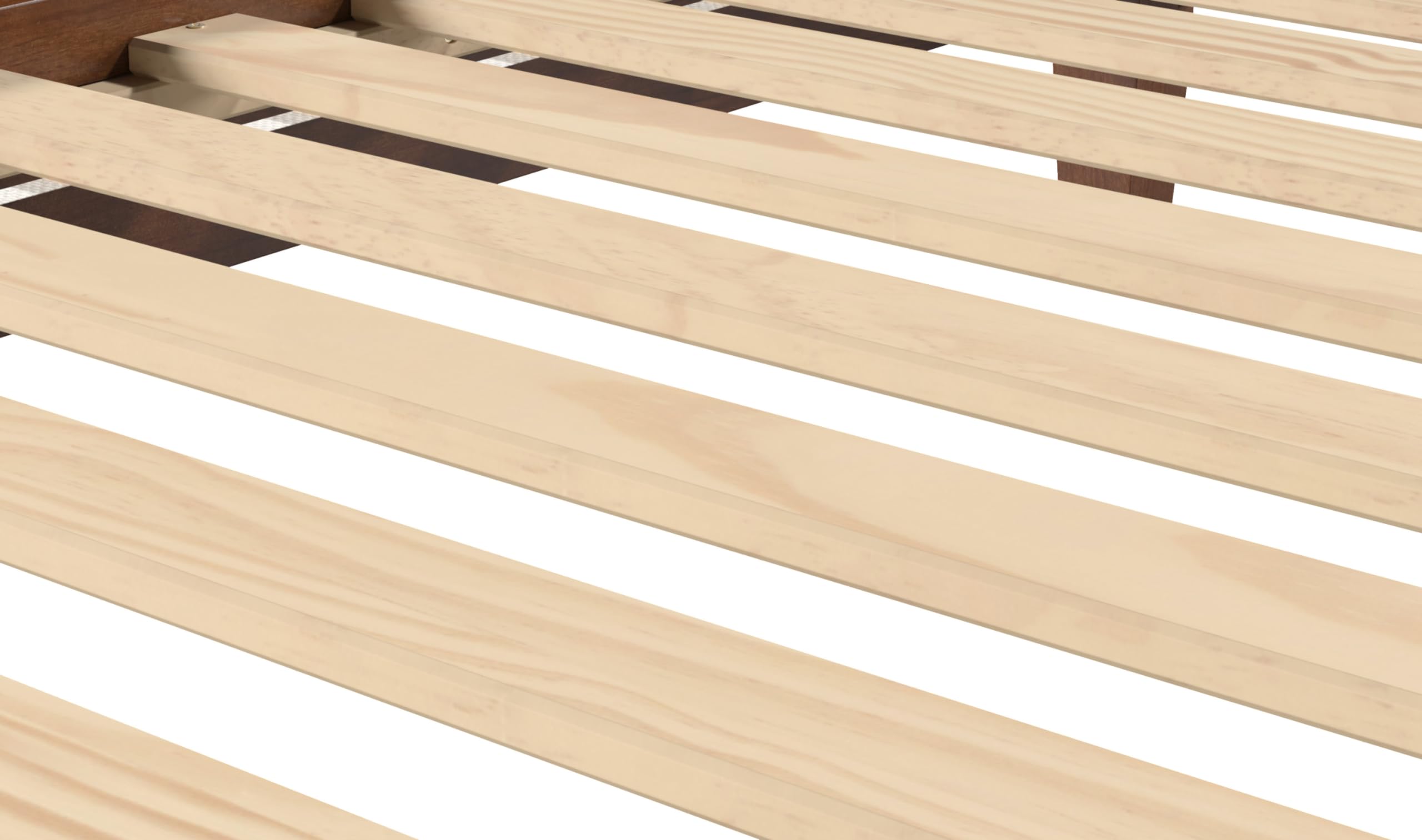 Steve Silve Co Nix Twin Platform Bed, Transitional, Contemporary, Traditional, 14-Slat Support System, 6.5-Inch Under Bed Clearance, Hand-Stained Natural Finish, 77.01" L x 40.47" W x 12.24" H, Brown