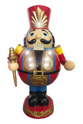 Fraser Hill Farm Nutcracker Figurine Holding A Staff, With Built-In Led Lights | Standing At 36 Inches Tall | Perfect Interior Christmas Decoration For Any House | Red | Ffrs036-1Nc-Mlt2